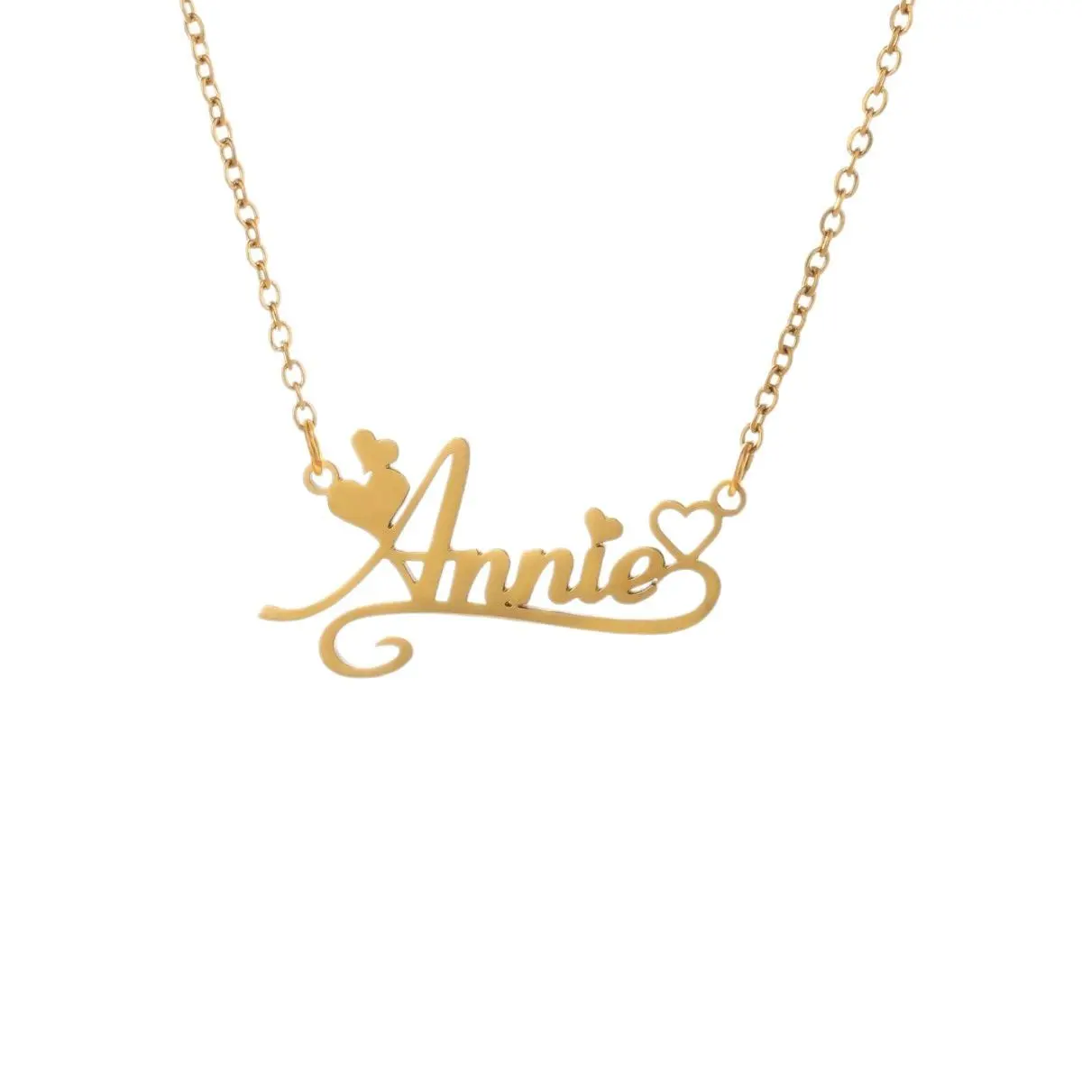 AS044 Stainless Steel Custom Made Name Necklace, DIY English Letter Personalized Love Cutting Pendant, Birthday Gift Jewelry, Fashion Holiday Accessory, Custom Made Pendant, Unisex Names, Dainty Initial Necklaces, Name Plate Necklace