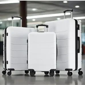 Set of 3 Hardside Luggage, Expandable Rolling Luggage with TSA Lock and Spinner Wheels, White