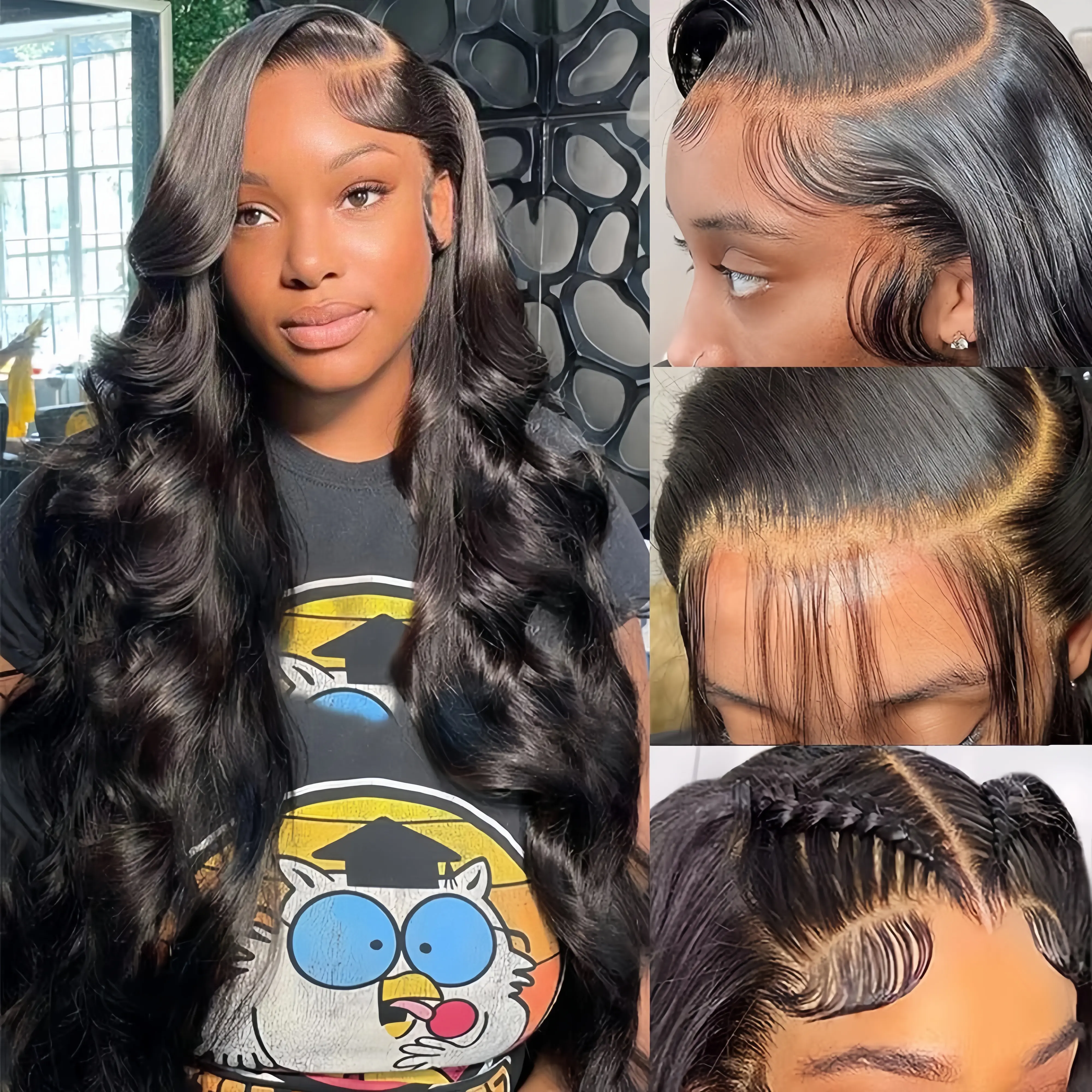 Tahikie 13x6 Body Wave HD Lace Frontal Wigs Real Hair Wig For Women Natural Color