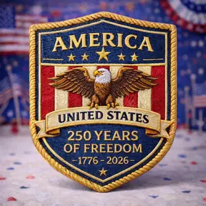 Embroidered USA 250 Anniversary Patch, Iron On Sew On Applique, Eagle Design, 250th Anniversary Gifts, Patch for Jackets, Hats, Bags & Shoes