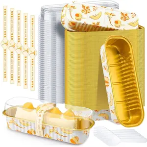 80 Sets Thanksgiving Fall Mini Loaf Pans with Lids Spoons Sealing Stickers, Orange Pumpkin Mini Cake Pans, Aluminum Foil Baking Bread Containers, Bakery Party Supplies 6.8oz