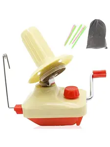 Needlecraft Yarn Ball Winder Hand Operated,Red,Portable Package,Easy to Set Up and Use,Sturdy with Metal Handle and Tabletop Clamp,Including Yarn  Set...