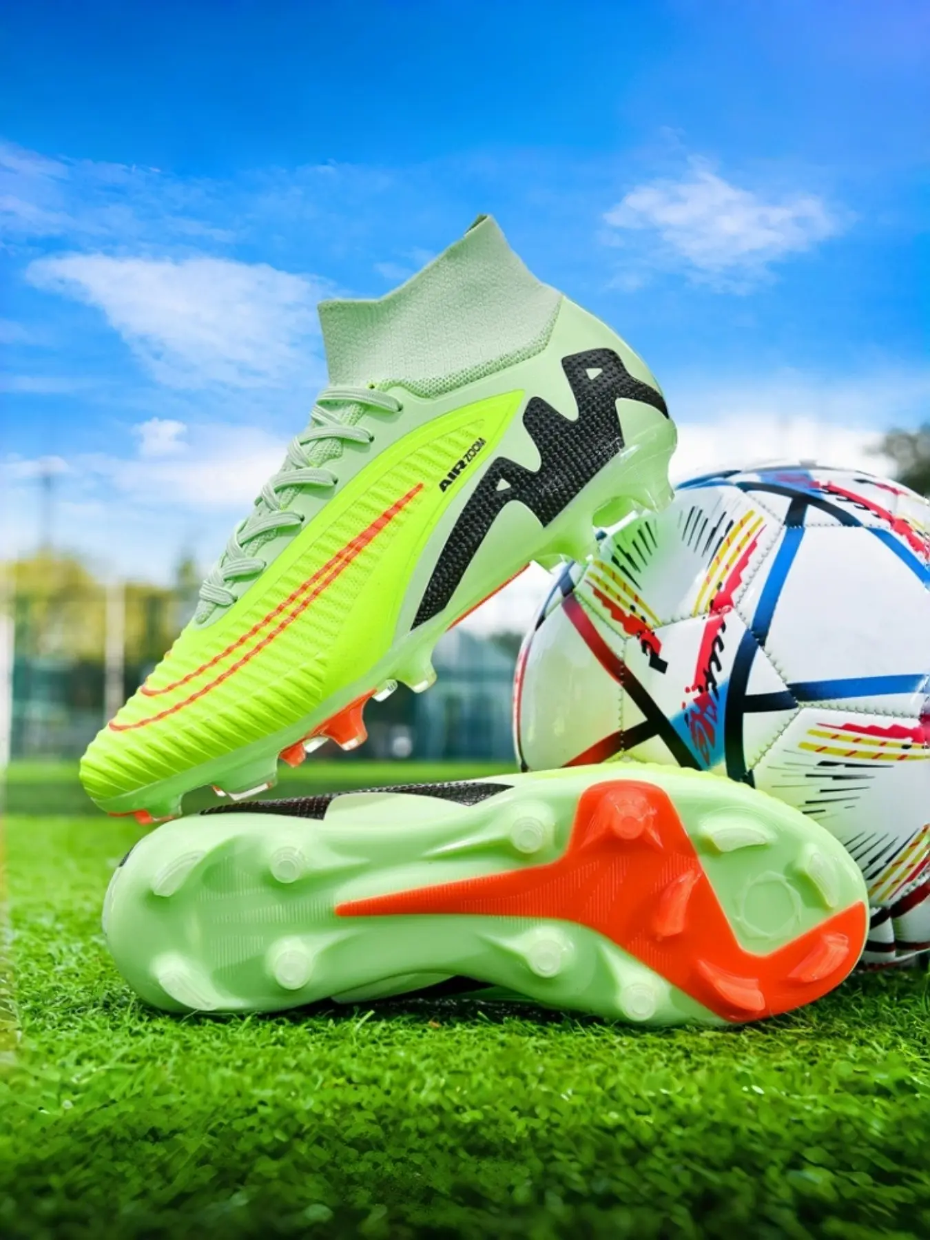 Men's High-Top Soccer Shoes, Football Shoes, Soccer Boots, Soccer Cleats, Ag Studs, Anti-Slip Breathable Design, Durable Tpu Sole, Ideal for Training, Running, Outdoor Use