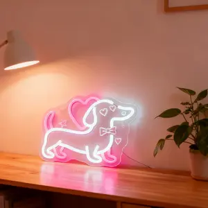 Dog Heart Neon Light, Pet Lover Party Decor, USB Powered, Adjustable Brightness, Mother's Day Father's Day Gift, Bedroom Decoration, Led Neon Lights, Nightlight For Bedroom, Decorative Neon Light