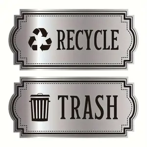 Recycle Trash Lettering Sign, 2 Counts/set Waterproof & Weather-resistant Vinyl Sticker, Easy Apply Sticker for Garbage Container & Bin,  Room Decor, Sticker Packs