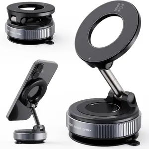 Upgraded magnetic car phone holder, 360 degree rotatable folding car holder, powerful vacuum suction cup base car holder, universal holder suitable for cars, homes, and offices, Cell Phone Car Mount