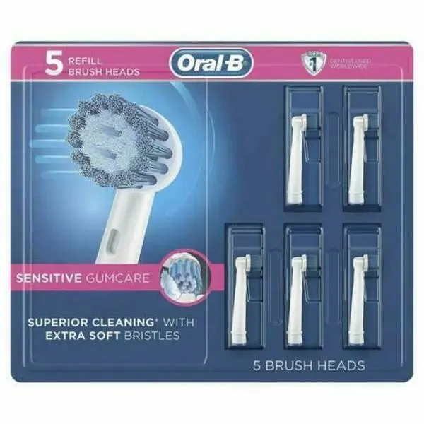 Sensitive Gum Care Replacement Brush Heads for Oral-B, Pack of 5