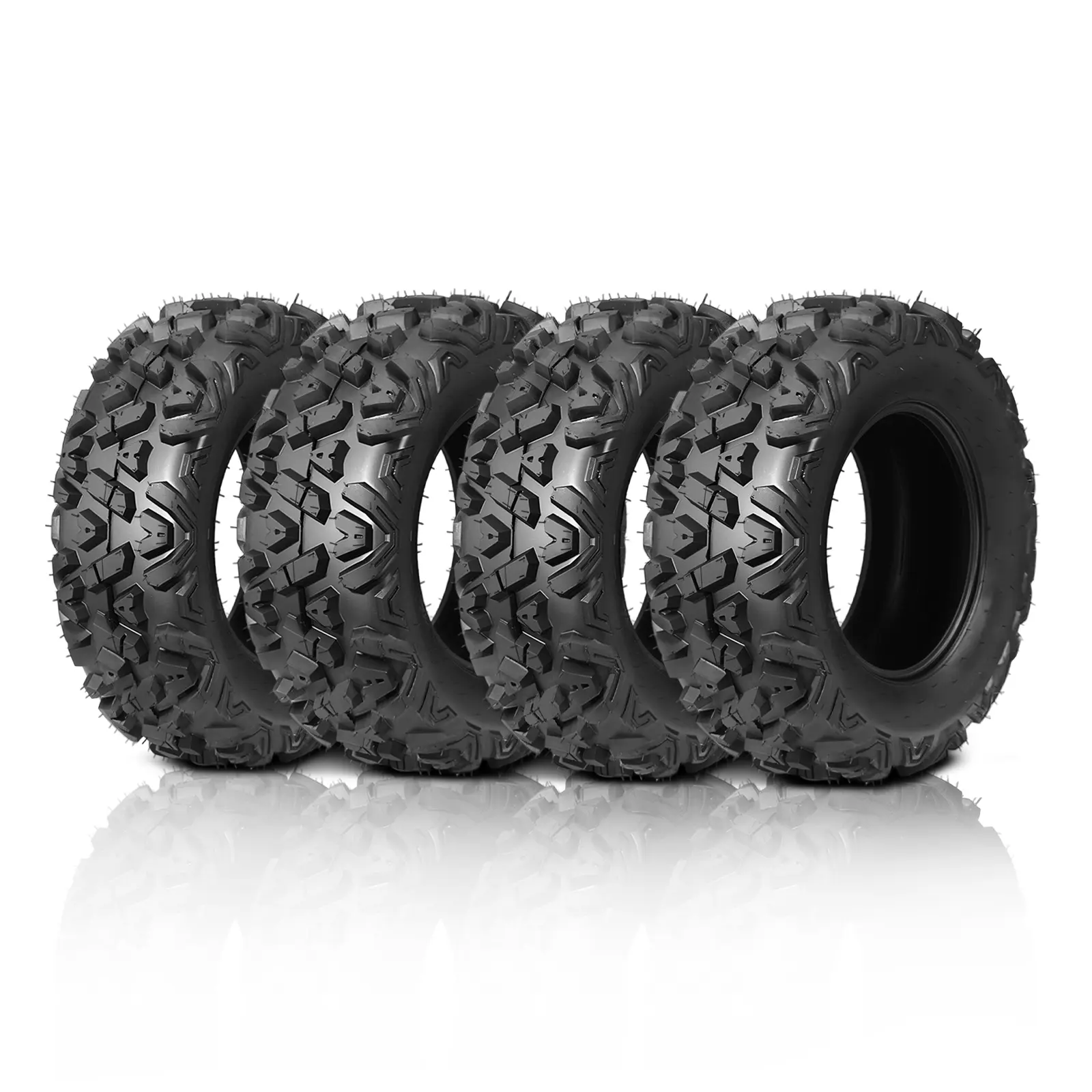 TUFFIOM 4-Piece Tubeless ATV/UTV All-Terrain Tires, 6 PR, 25x8-12 Front & 25x10-12 Rear, Designed for Desert Conditions, Gravel, Muddy