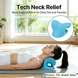 Neck Stretcher & Neck Hump Corrector Pillow | Cervical Traction Device for Neck Pain Relief, Tech Neck Fix, Posture Correction & TMJ Relaxation (Blue)