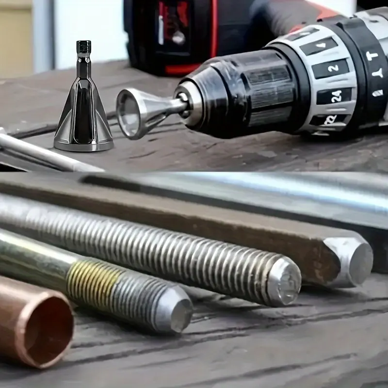 2Pcs Metal Chamfer Deburring Cutters - Electric Drill Edge Trimming Scrapers, Compact Professional Finishing Tools, Fits Most Drill Chucks, Fits Drills