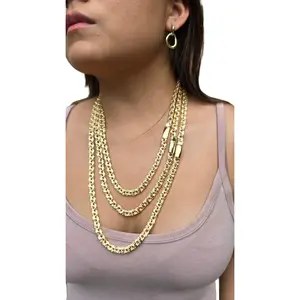 New Style Chino Link 8mm 1/4 Inch Gold Plated Chain with Slide in Clasp Customizable Lengths 21 23 or 27 Inches Secure Reliable Necklace for Men & Women