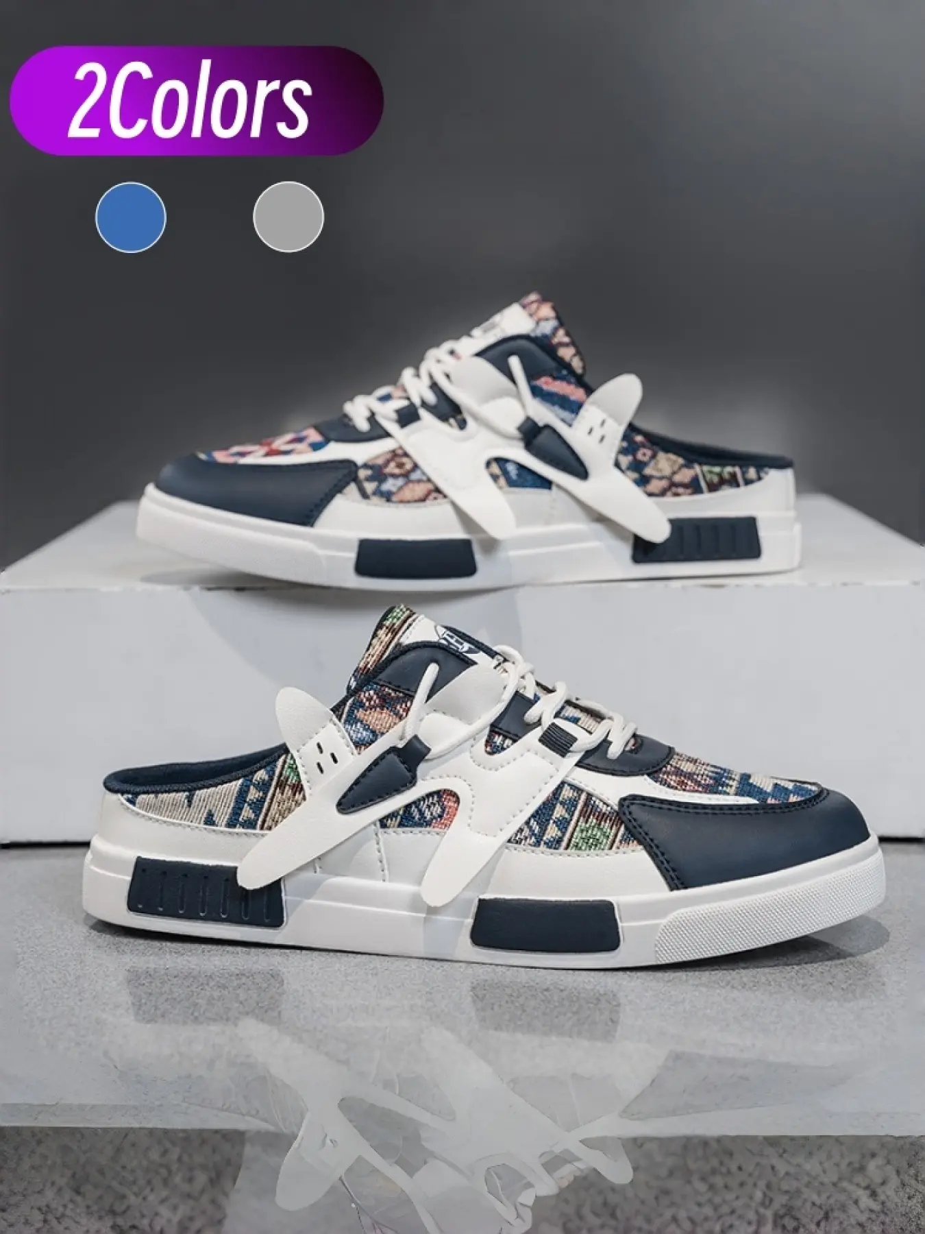 Men Trendy Half Slipper Sneakers, 2 Colors, Size 39-47, Soft Mesh Upper, Flexible Outsole, Slip On Casual Shoes, Footwear