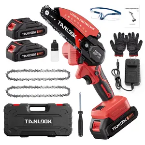 TANLOOK 6-Inch Mini Chainsaw, Cordless Handheld Electric Chain Saw with Battery & Plastic Toolbox, Ideal for Tree Trimming & Wood Cutting, Perfect Gifts for Father/Dad/Husband/Men