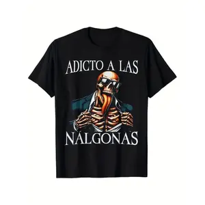 Men's 100% Cotton Short Sleeve Round Neck Tee - Menswear T-Shirt, Mexican Print Fabric, Regular Fit, Slight Stretch, Sweat-Absorbent, Tropical Summer Casual Top