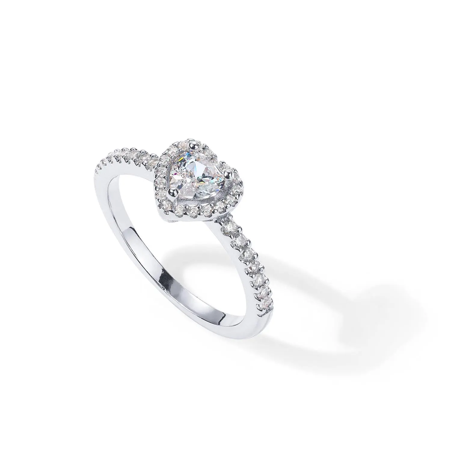 PAVOI 14K Gold Plated Heart Halo Ring for Women - Promise Rings for Her