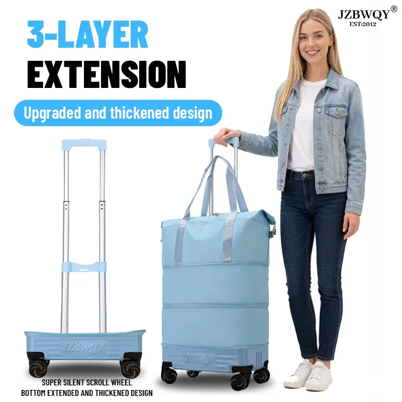 Expandable Rolling Weekender Bag with Detachable Wheels & Retractable Handle, Large Capacity Foldable Wheeled Duffle Tote, Lightweight Carry On Overnight Luggage for Women unisex school season luggageset travel