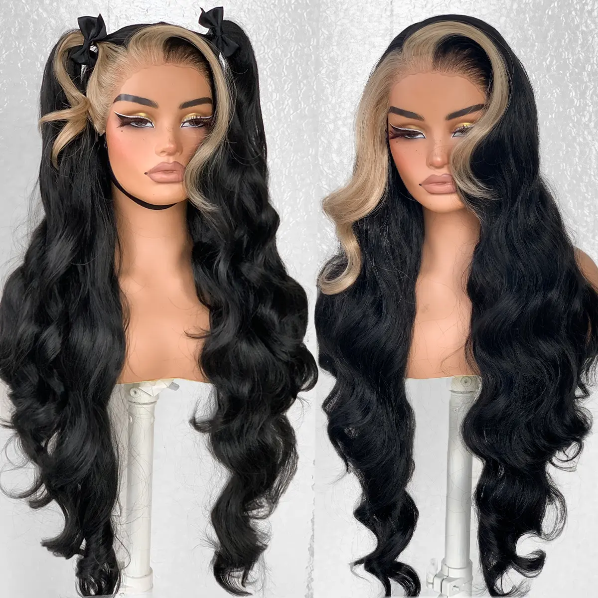 LOVSOUL  Glueless Wear And Go Synthetic 13x6 Layered Voluminous Long Body Wave HD Lace Frontal Wig Pre-Plucked No Glue Beginners Friendly 32inch Rich Hues Loose Wave Wig Body Wave Hairstyle lace