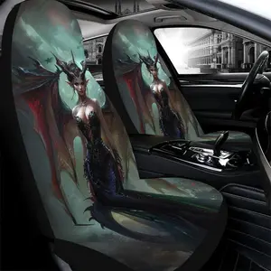 Fantasy Mystical Dark Sorceress Pattern Car Seat Cover, Durable Polyester Car Seat Protector, Universal Car Interior Accessories for Front & Rear Seats