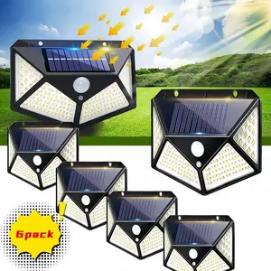 100LED Solar Wall Light Bright Solar Powered Motion Sensor Wall Lights Waterproof 3 Mode Sensor Smart Security For Balcony Patio Stairs Garden Facade