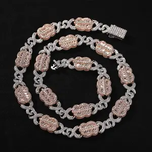 [ICE HUE]18K Gold Vacuum Plated Copper with 5A+ Sri Lanka Zircon Dollar Sign Cuban Necklace Miami Italy Mexico & Micro Inspired for Women & Men Luxury Jewelry,Daily Wear,Casual Fashion,Gift Idea,Chicano,Classic,Hip Hop,Simple,Sporty Style