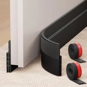 [New Deal] 2 Pack Under Door Draft Stopper, Adjustable Door Sweep Anti-Collision Soundproof Draught Stoppers 2" W x 39" L, Black