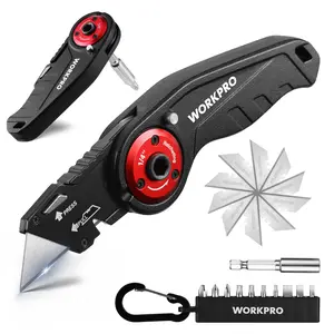 #Summervibes WORKPRO Folding Utility Knife, 2-in-1 Multitool Knife with Ratcheting Screwdriver, Box Cutter Quick Blade Change, EDC Heavy Duty Work Knife with Extra 10 Bit Sets and SK5 Blades