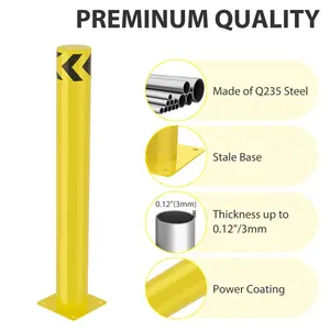 Nilight Safety Bollard, 36 inches Height Steel Bollard Post High High Visibility, 2 Pack