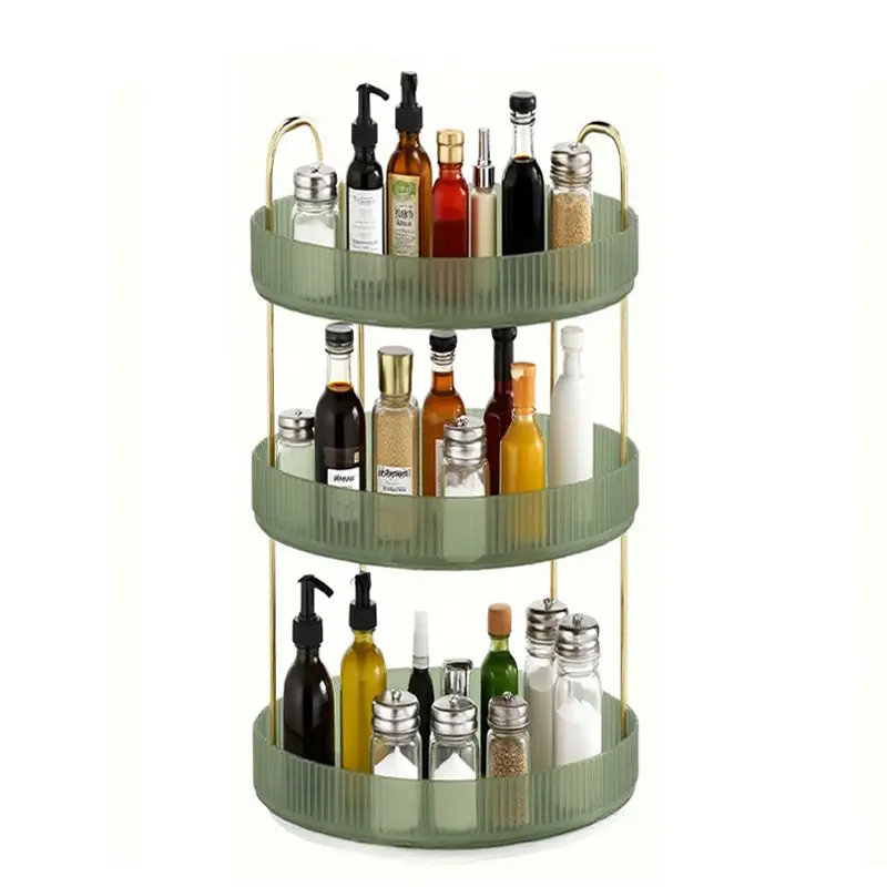 green 2/3-tier 360° rotating organizer | Plastic desktop storage tray for cosmetics, skincare & perfume | Space-saving multifunctional countertop organizer for vanity, bathroom, kitchen & small apartments, perfect gift for her,Multifunctional Storage Tray