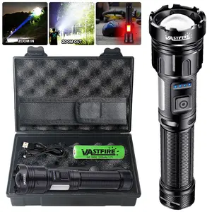 Rechargeable Strong Flashlight, High Brightness XHP50.2, 7 Modes for Various Lighting Needs, Water-Resistant USB Handheld Flashlights, With Box