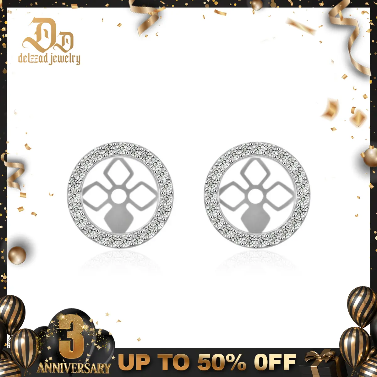 Delzzad Sparkling Halo Earring Jackets Enhancer Stud Jackets Synthetic Moissanite S925 Sterling Silver Frame Earring Jackets for Studs Moissanite Jewelry Perfect Birthday Wedding Engagement Anniversary Christmas Gift(Jacket Only)