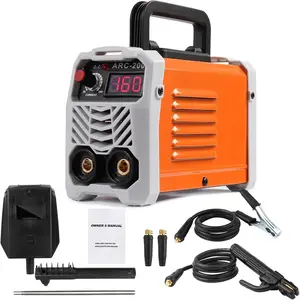 Mini Welding System ARC200 Stick Electric Welder Welding Machine, Welding , Slag Hammer Home Portable DIY 110V (Orange)