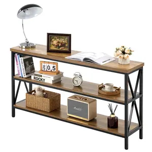 VEVOR Narrow Console Sofa Table,  55.1 inches Behind Couch Table, 3-Tier Long Entryway Table and Skinny Hallway Table, Narrow Sofa Table with Metal Frame, for Entryway, Hallway, Living Room & Bedroom