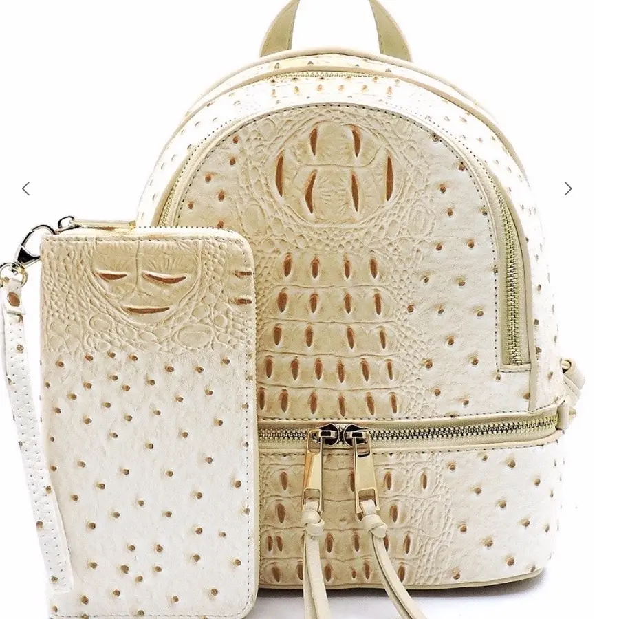 Ostrich Cream Crocodile print 2-in-1 backpack