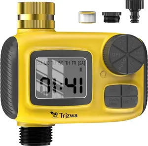 TRJZWA Water Timer with LCD Display, 2025 Latest Automatic Watering System with 3 Separate Watering Programmes, Irrigation Timer with Child Lock/Rain Delay Function for Garden Watering/Pool Filling