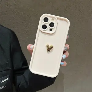 Heart Pattern Phone Case with Heart Charm, Anti-drop Cellphone Protective Case, Total Protective Shockproof Mobile Phone Cover for iPhone, Casing Accessories compatible with iPhone 17 16 15 14 13 12 11 X XS XR Pro Max Plus Air