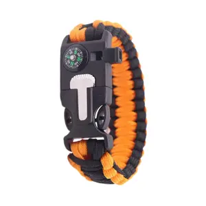 Outdoor Hiking Camping Fishing Hunting Gear – 550 Paracord Survival Bracelet with Compass, Fire Starter & Loud Whistle; Multi-Functional All-in-One Survival Equipment, Adventure Camping Hiking Emergency Outdoor Bracelet