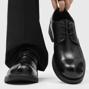 Men's Cleanfit Business Shoes Platform Black Simple Design Comfortable All-Season