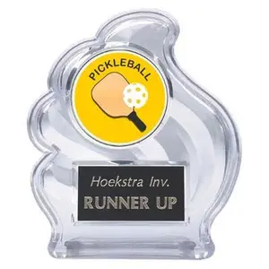 BuyAwardsandTrophies Pickleball Sculpted Wave Trophy (6""), Clear