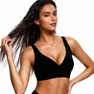 Jelly Women's Comfortable Wireless Bras Push Up Bralettes Seamless T-Shirts Deep V Everyday Bras - Womenswear