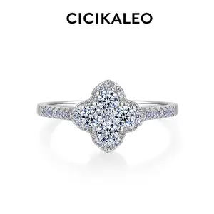 CICIKALEO Moissanite Rings for Women Clover Lucky 18K Gold 1.3CT Plated Lab-Created Engagement Promiserings Gift for Her R021 #Summervibes