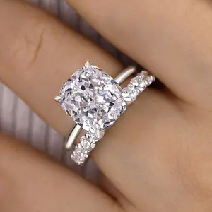 Effinny 5.0ct Cushion Cut Wedding Set,5A Cubic Zirconia Promise Ring, Anniversary Ring for Women Outdoorfun