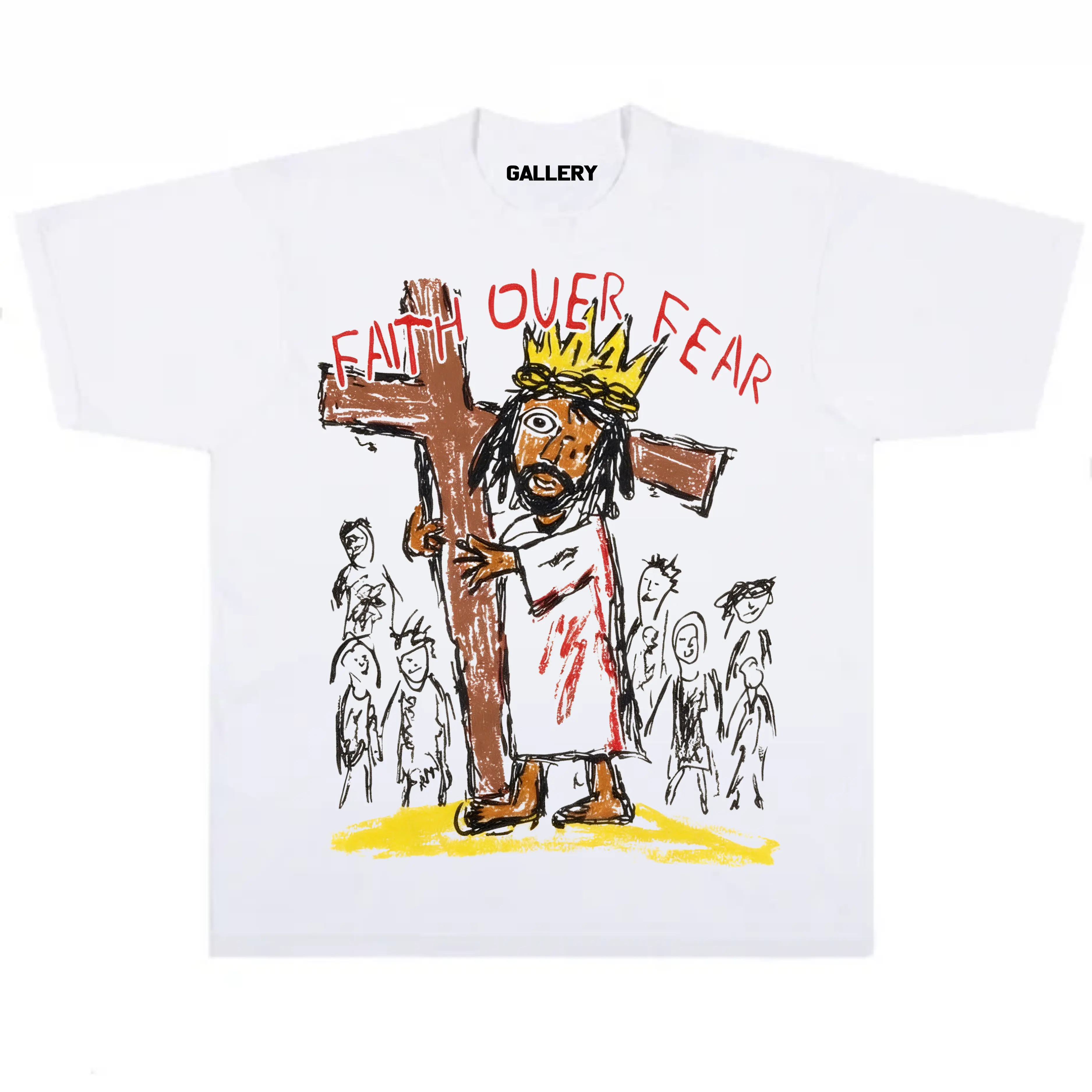 Faith Over Fear Graphic T-Shirt,Pure Short Sleeve Tee Drop Shoulder Streetwear Top Soft Comfort Everyday Basic Shirt,Loose Fit Retro Graphic Crew Neck Top Vintage Heavyweight Casual Street Style Short Sleeve T Shirt