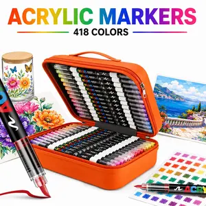 418 Colors Liquid Marker Pens, Soft Tip Acrylic Markers, Student Exclusive, Non-Transparent, Layerable, Watercolor Brushes, DIY Art Supplies