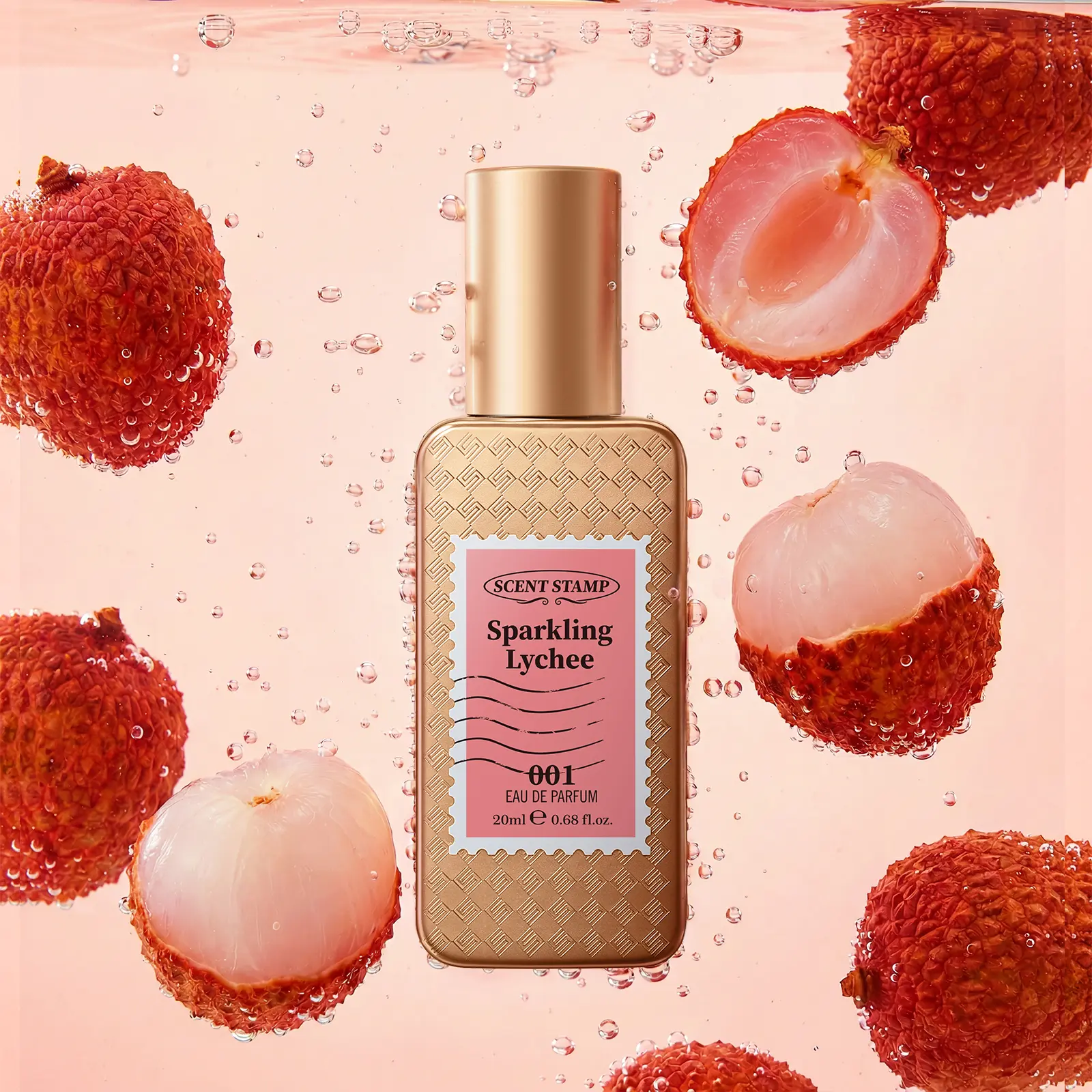 SCENT STAMP #001 Sparkling Lychee EDP - Viral Gourmand Fragrance with Rose & Sweet Vanilla, Designer Vibe, 0.68 fl.oz