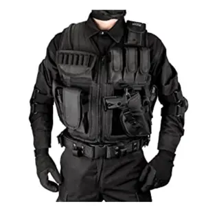 Tactical Nylon Vest with Detachable Belt & Holster, Machine Washable, for Pistol, Airsoft, Military, Outdoor Sports, Hunting, Hiking, Training, Halloween, Regular Fit, Four Seasons, 110.23-220.46LB
