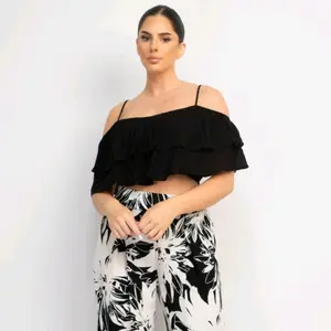 Ruffled Off-Shoulder Crop Top