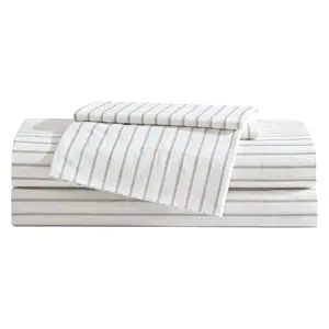 Eddie Bauer Essential Stripe White-Beige-Grey Fll Sheet Set