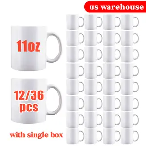 36 Pack & 12 Pack of 11oz Washable Reuse Sublimation Blank Ceramic Coffee  Mug White Coffee Mug Individual Box Package Best Gift Tumbler Drinkware Reusable florida girl mama cup