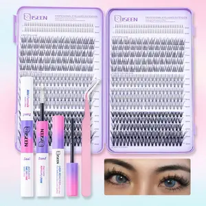 Lash Extension Kit DIY Lash Clusters Eyelash Extension Kit, 5-16mm 30D 40D 60D 80D Individual Lashes Kit with Lash Bond and Seal, Eyelash Glue Tweezers for Self Use