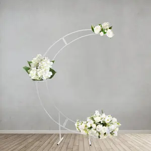 7ft White Metal Crescent Moon Wedding Arch Stand Curved Flower Balloon Frame Ornaments Decoration Decor Bouquet
